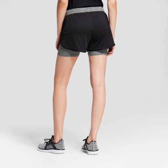 NEW! C9 Black Training Workout Knit Layered Shorts - Picture 2 of 2